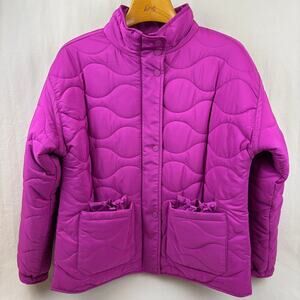 T by Talbots Patch Pocket Quilted Pink Jacket - Size M - Full Zip Puffer Coat